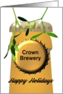 Custom Happy Holidays From Brewery Crown Top And Mistletoe card