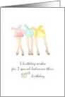 Girl Triplets Celebrating 16th Birthday Sisters in Heels and Skirts card