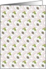 Floral Bloom And Foliage On Octagonal Frame Fabric Design Blank card
