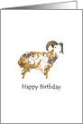 Ram drawn in colorful abstract shapes, birthday card