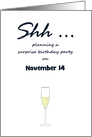 Save the date surprise birthday party glass of champagne card