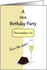 Save The Date For Age Specific Birthday Chocolate Cake And Champagne card
