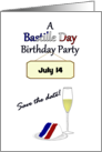 Save The Date Bastille Day Birthday Party Wine And 3-Color Cake card