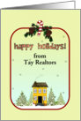 Happy Holidays Realtor To Clients Firs House Snowman Candy Cane card