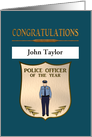 Customizable police officer of the year, officer drawing on plaque card