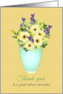 Thank You Decorator Beautiful Flowers In A Blue Glass Vase card