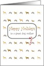 Happy Holidays For Dog Walker Lots Of Dogs And Candy Cane card