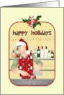 Happy Holidays For Bartender Bartender In Santa Hat Mixing Cocktails card