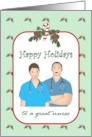 Happy Holidays For Nurse Male and Female Nurses Standing Together card