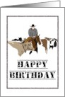 Cutting Horse And Rider In Action Birthday card
