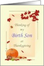 Thanksgiving for Birth Son Fall Foliage Pumpkin Corn and Apples card