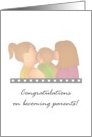 Lesbian Couple Becoming Parents Two Moms Cuddling Baby card