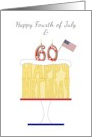 60 on Fourth of July Cake Decorated with American Flag card
