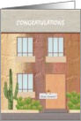 New Home Congratulations Facade Of House With Cacti Plants card