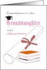 Granddaughter College Graduation Certificate Books Graduate Cap card