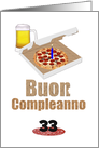 Buon Compleanno Birthday in Italian Candle on Pizza Custom Age card