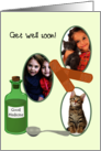 Get Well 3-Photocard Medicine Bottle Spoon and Sticky Bandages card