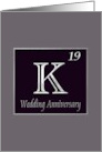 19th Wedding Anniversary Expression of Potassium in its Chemical Form card