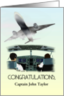 Promotion Captain Commercial Airliner Captain in Left Seat in Cockpit card