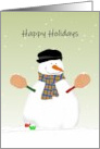 Pickleball Christmas Snowman with Paddle Hands Happy Holidays card