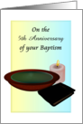 Custom Year Baptism Anniversary Bible Candle and Bowl of Water card