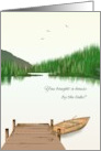 Congratulations New Lake House Boat Alongside Jetty Calm Lake card