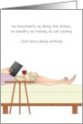 National Lazy Mom’s Day Mom on Lounger Reading and Enjoying Wine card