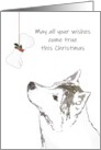 May All Your Wishes Come True Dog Looking at Bone Gift Christmas card
