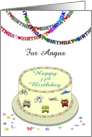 Custom Name 11th Birthday Decorated Iced Cake and Streamers card