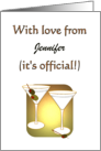 Announcement Name Change Two Dry Martinis with Olives card