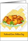 National Corn Fritters Day Corn on the Cob and Plate of Fritters card