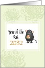 Chinese New Year of the Rat 2032, Lucky Rat and Chrysanthemums card