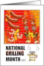 National Grilling Month Meat on Skewers Shrimps Sausages Open Fire card
