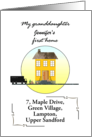 Granddaughter’s First Home Cartoon House and Removal Van Custom card