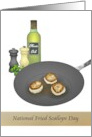 National Fried Scallops Day Scallops in Pan Oil Salt and Pepper Mill card