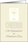 Engagement on Valentine’s Day Red Hearts Floating in White Wine card