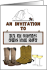 Couples Bridal Shower Western Theme Boots Champagne Custom Invite card