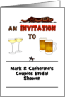 Couples Bridal Shower BBQ Theme Beer Champagne Custom Invite card