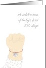 Baby’s First 100 Days Celebration Baby Wearing Longevity Lock card