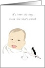 Baby’s First 100 Days Celebration Happy Baby Stork with Bundle of Joy card