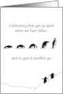 National Get Up Day Penguin Getting Up From Off the Snow card