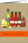 National Sauce Month Bottles of Delicious Sauces card