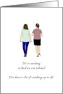Newly Found Family Member Two Women Walking and Chatting card