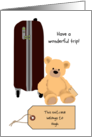 Bon Voyage for Kids Teddy Bear and Suitcase Custom Name Tag card
