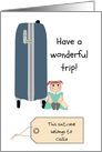Bon Voyage for Kids, Doll and Suitcase, Custom Name Tag card