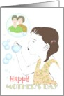 Lesbian Parents Mother’s Day Both Moms Daughter Blowing Soap Bubbles card