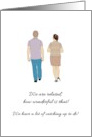 Newly Found Family Member Man and Lady Walking and Chatting card