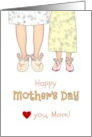 Mother’s Day from Daughter Mom and Daughter Wearing Bunny Slippers card