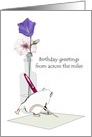Birthday Greetings from Across the Miles, White Rat Writing a Note card
