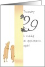 Leap Year Birthday Rats Looking at February 29 Appearing card